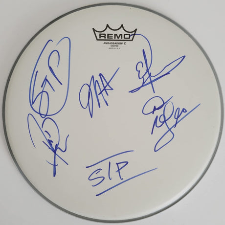 Stone Temple Pilots band signed 12'' Drumhead DeLeo Kretz Gutt COA exact proof star