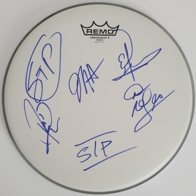 Stone Temple Pilots band signed 12'' Drumhead DeLeo Kretz Gutt COA exact proof star