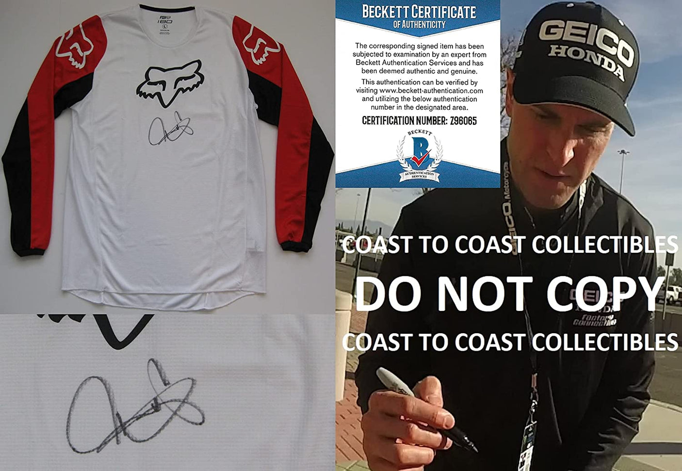Ryan Dungey Supercross Motocross signed Fox Jersey Proof Beckett COA autographed