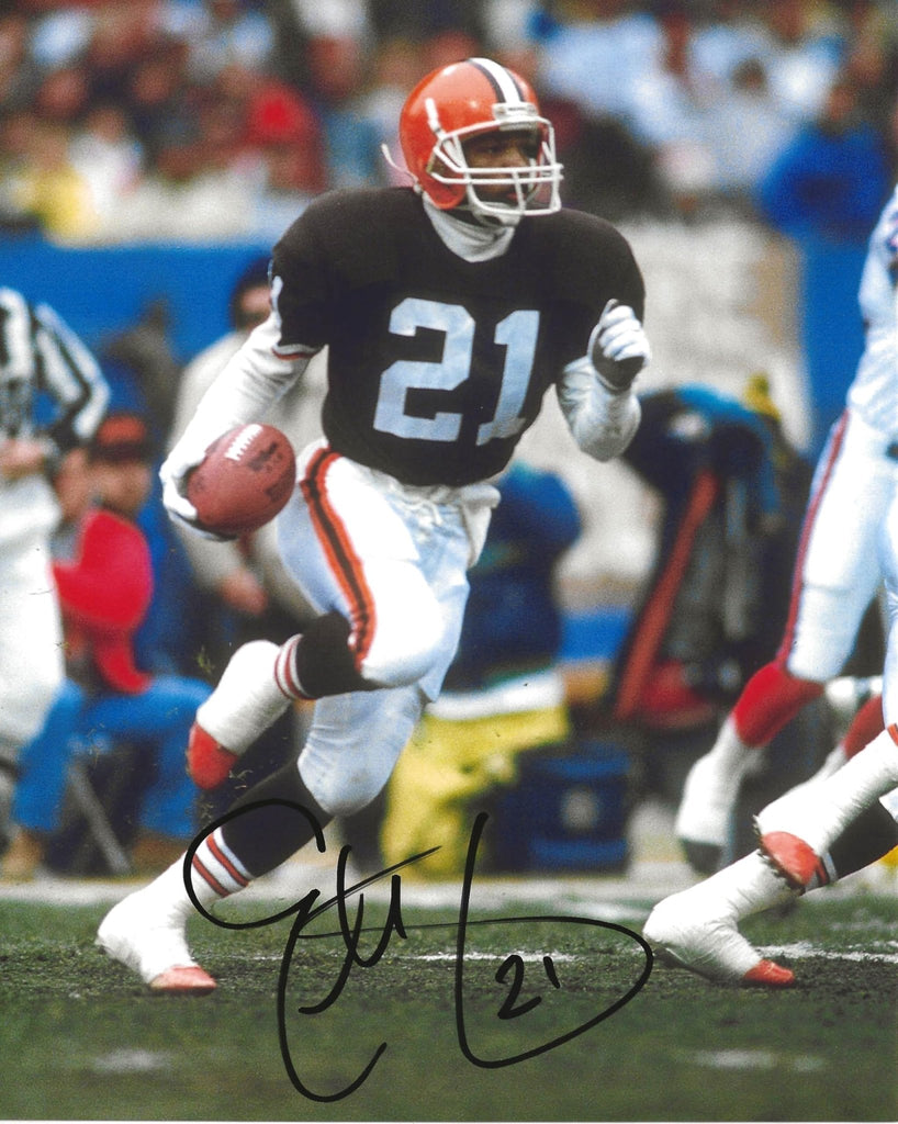 Eric Metcalf signed Cleveland Browns football 8x10 photo Proof COA autographed