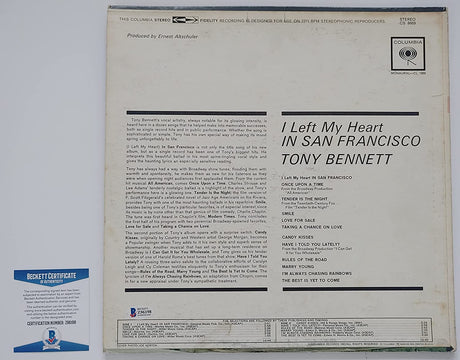 Tony Bennett signed I left my heart in SF album vinyl record proof Beckett COA autograph STAR