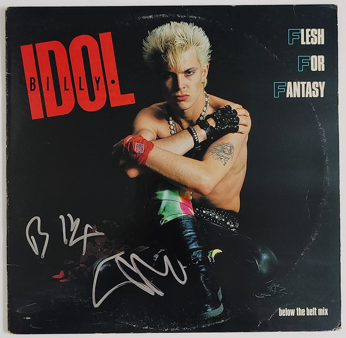Billy Idol Steve Stevens signed Flesh for Fantasy album vinyl proof Beckett COA STAR