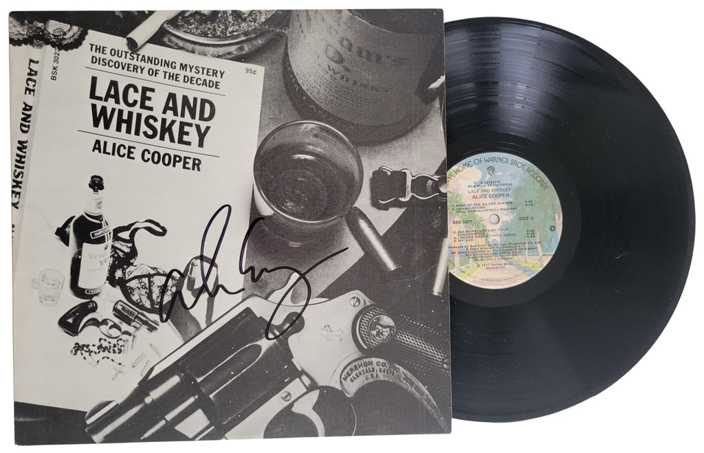 Alice Cooper signed Lace and Whiskey Album vinyl record Proof COA autographed STAR