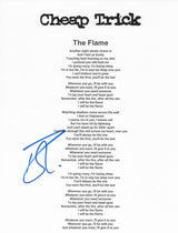 Robin Zander signed Cheap Trick The Flame Lyrics sheet COA Proof autographed star