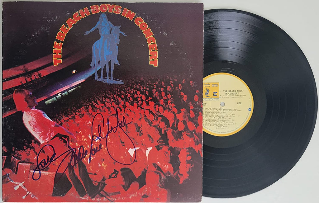 Mike Love Al Jardine signed Beach Boys in Concert album, Vinyl Record COA proof autographed STAR