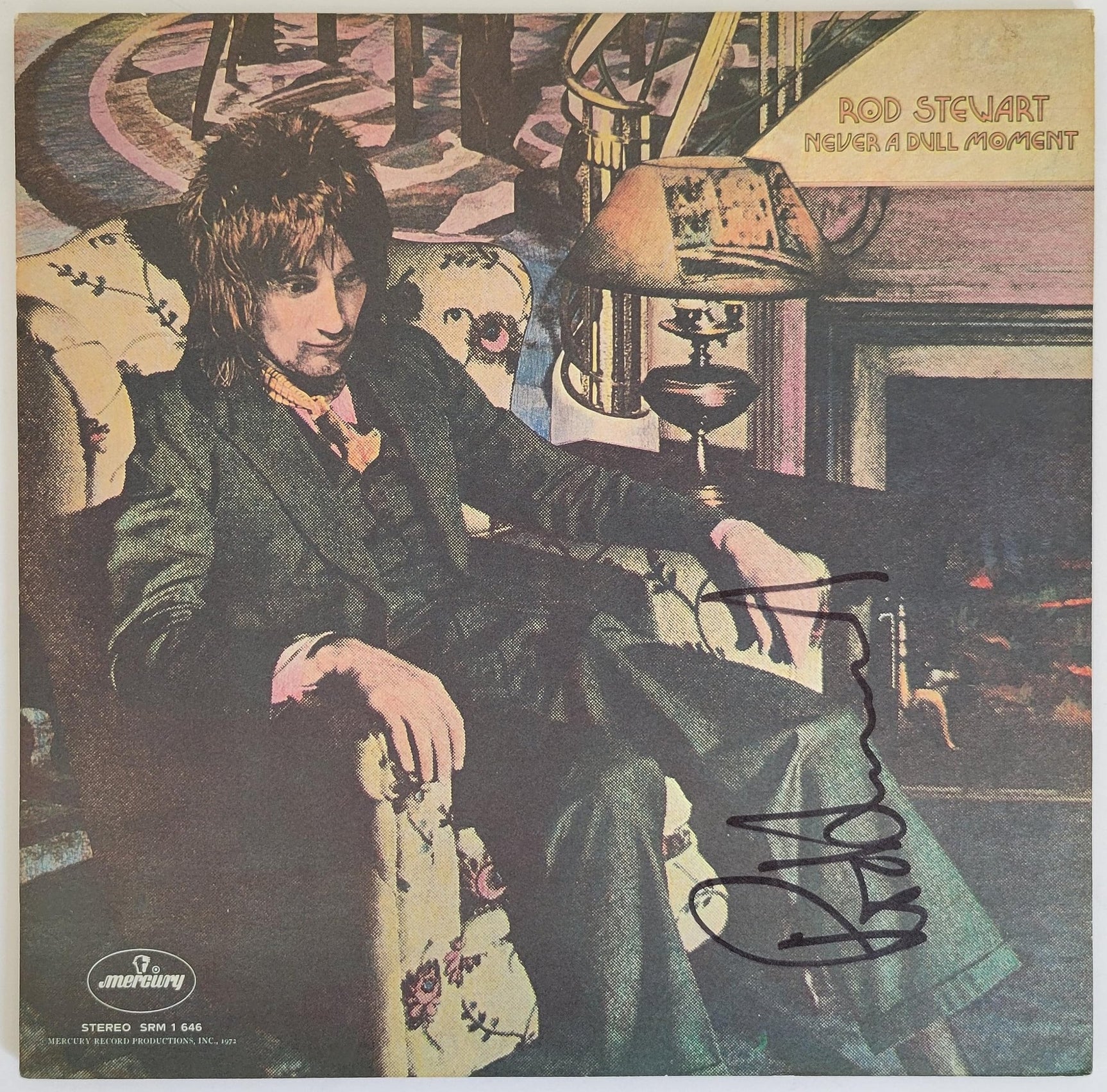 Rod Stewart signed Never a Dull Moment album vinyl record COA exact proof STAR
