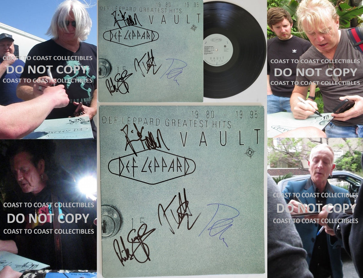 Def Leppard signed Vault album COA exact proof Elliott,Allen,Collen,Savage STAR