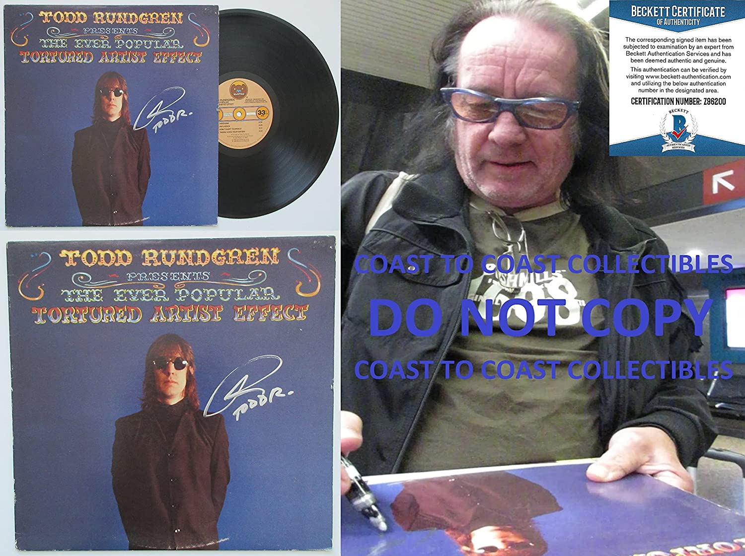 Todd Rundgren signed Tortured Artist Effect album vinyl record proof Beckett COA STAR