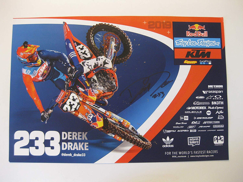 Derek Drake, supercross, motocross, signed, autographed, 12x18 poster, COA will be included