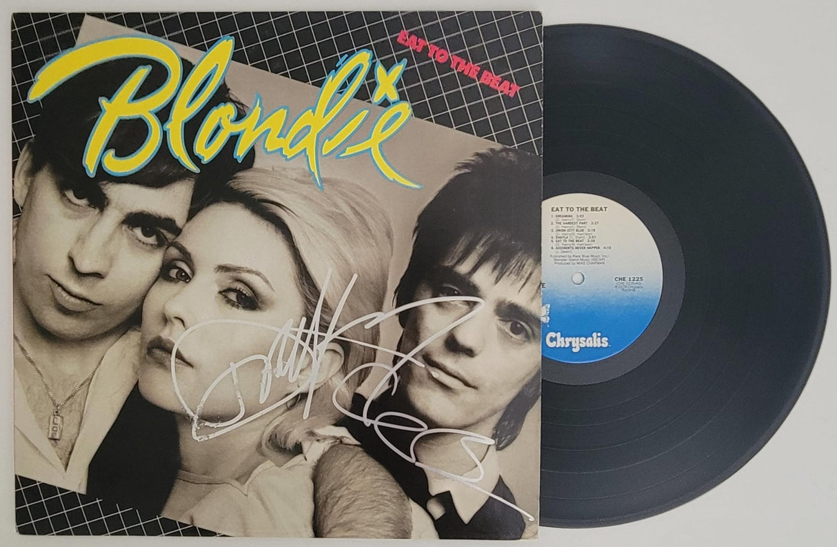 Debbi Harry Clem Burke signed Blodie Eat to the Beat album vinyl COA proof STAR