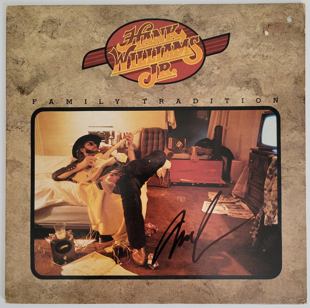 Hank Willams Jr signed Family Tradition album vinyl record proof COA autographed Star