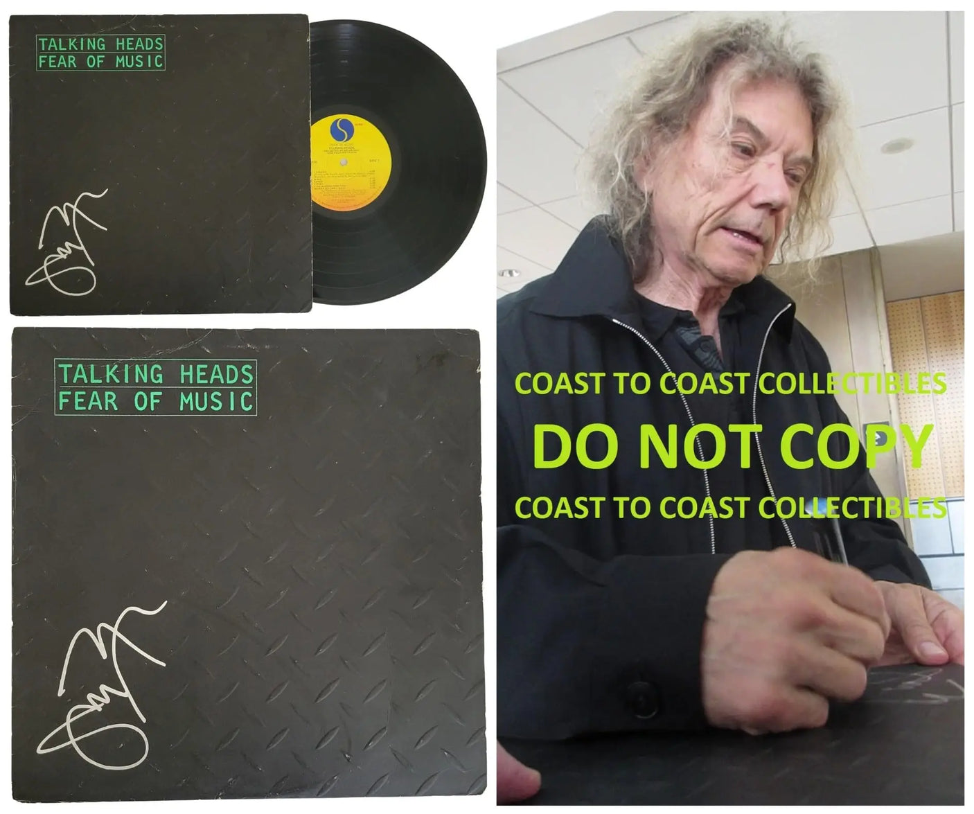 Jerry Harrison signed Talking Heads Fear of Music album vinyl Record COA proof Star