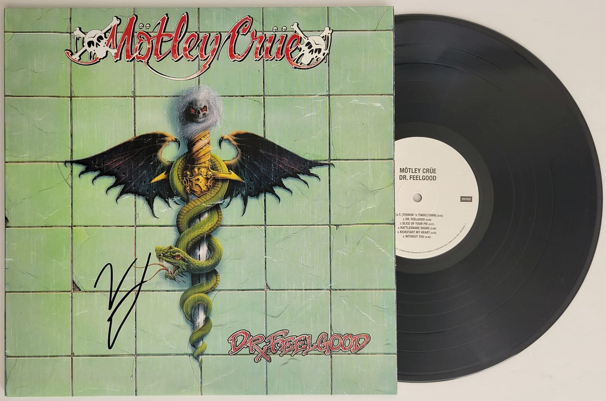Vince Neil signed Motley Crue Dr Feelgood album vinyl record COA exact proof star