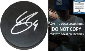 Clayton Keller Arizona Coyotes signed Hockey Puck proof Beckett COA autographed