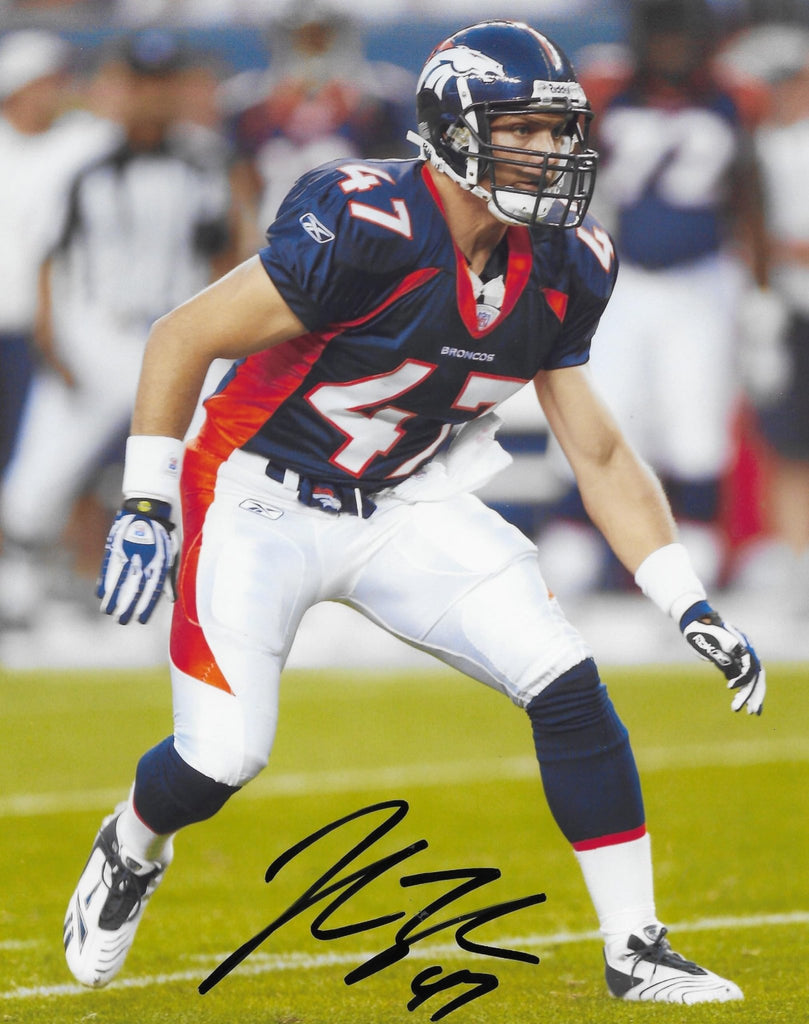 John Lynch signed Denver Broncos football 8x10 photo Proof COA autographed