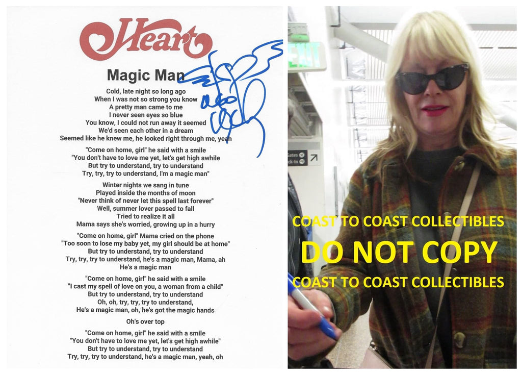 Nancy Wilson Signed Heart Magic Man Lyrics Sheet Proof COA Autographed Star
