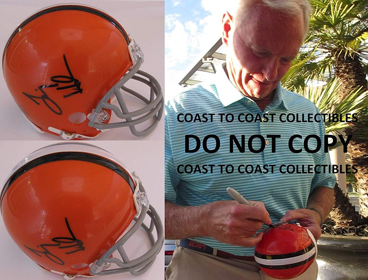 Jim Haslam Cleveland Browns signed autographed mini football helmet,exact proof COA