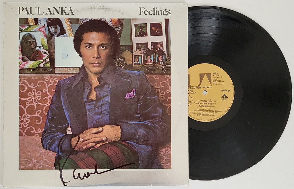 Paul Anka signed Feelings album vinyl record COA proof autographed STAR