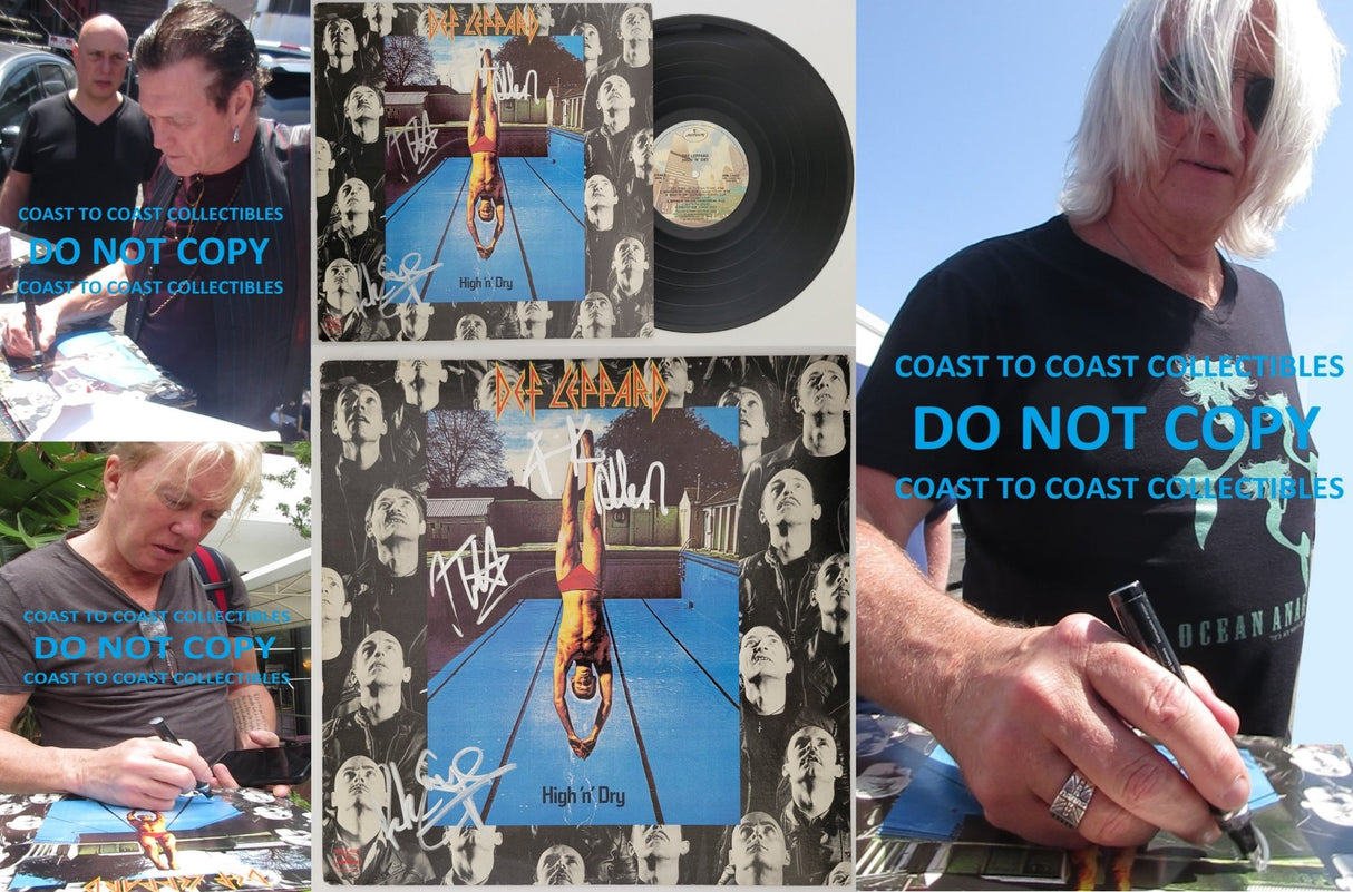 Def Leppard signed High N Dry album COA exact proof Elliott,Allen,Savage STAR