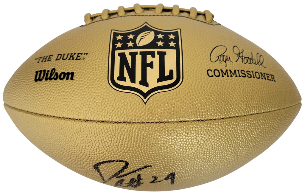 Darrelle Revis HOF New York Jets signed Gold NFL football proof COA autographed