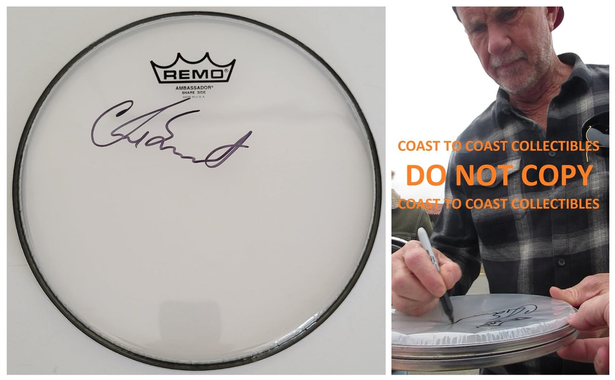 Chad Smith Red Hot Chili Peppers Drummer signed Drumhead COA proof autographed. STAR