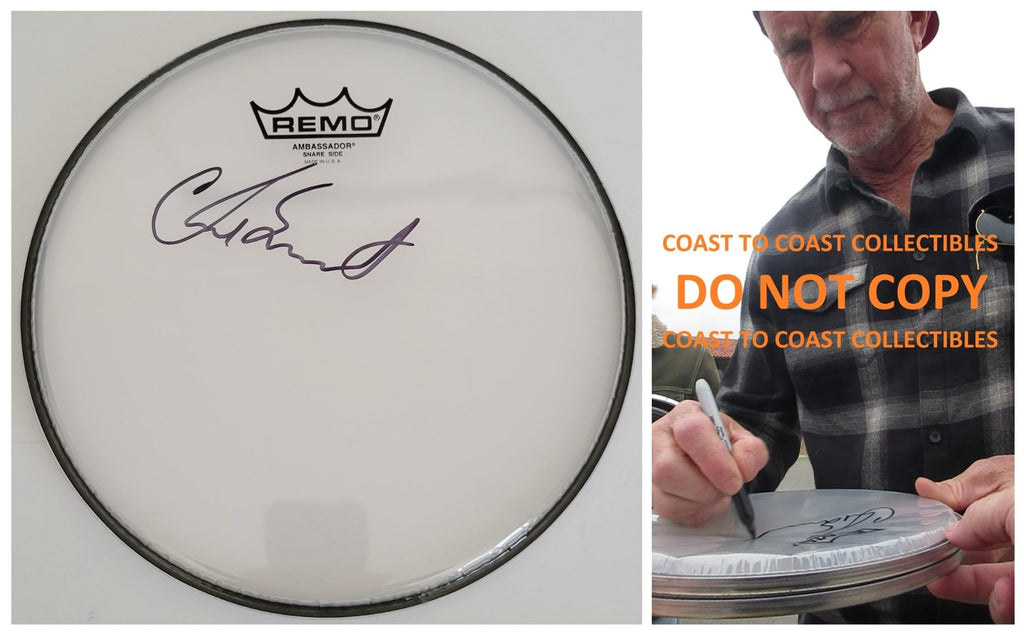 Chad Smith Red Hot Chili Peppers Drummer signed Drumhead COA proof autographed. STAR