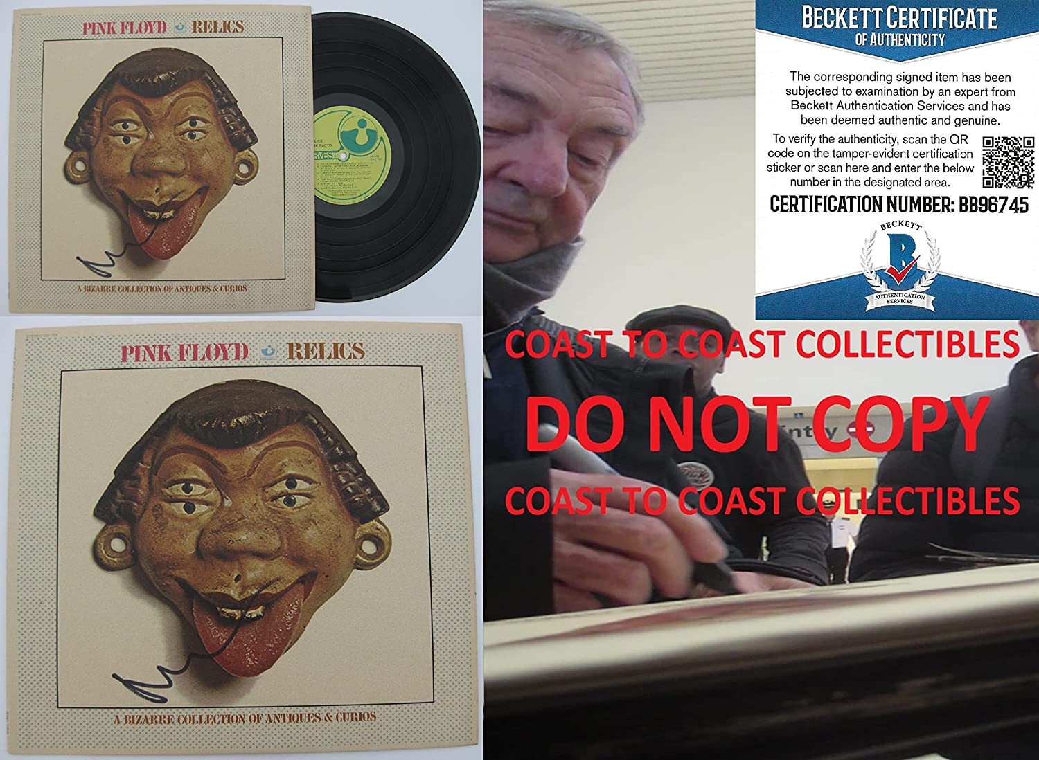 Nick Mason signed autographed Pink Floyd Relics album Record proof Beckett COA STAR