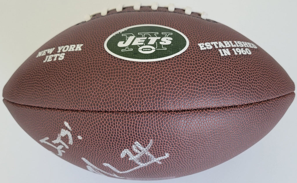 Nick Mangold signed New York Jets logo football COA exact proof autographed