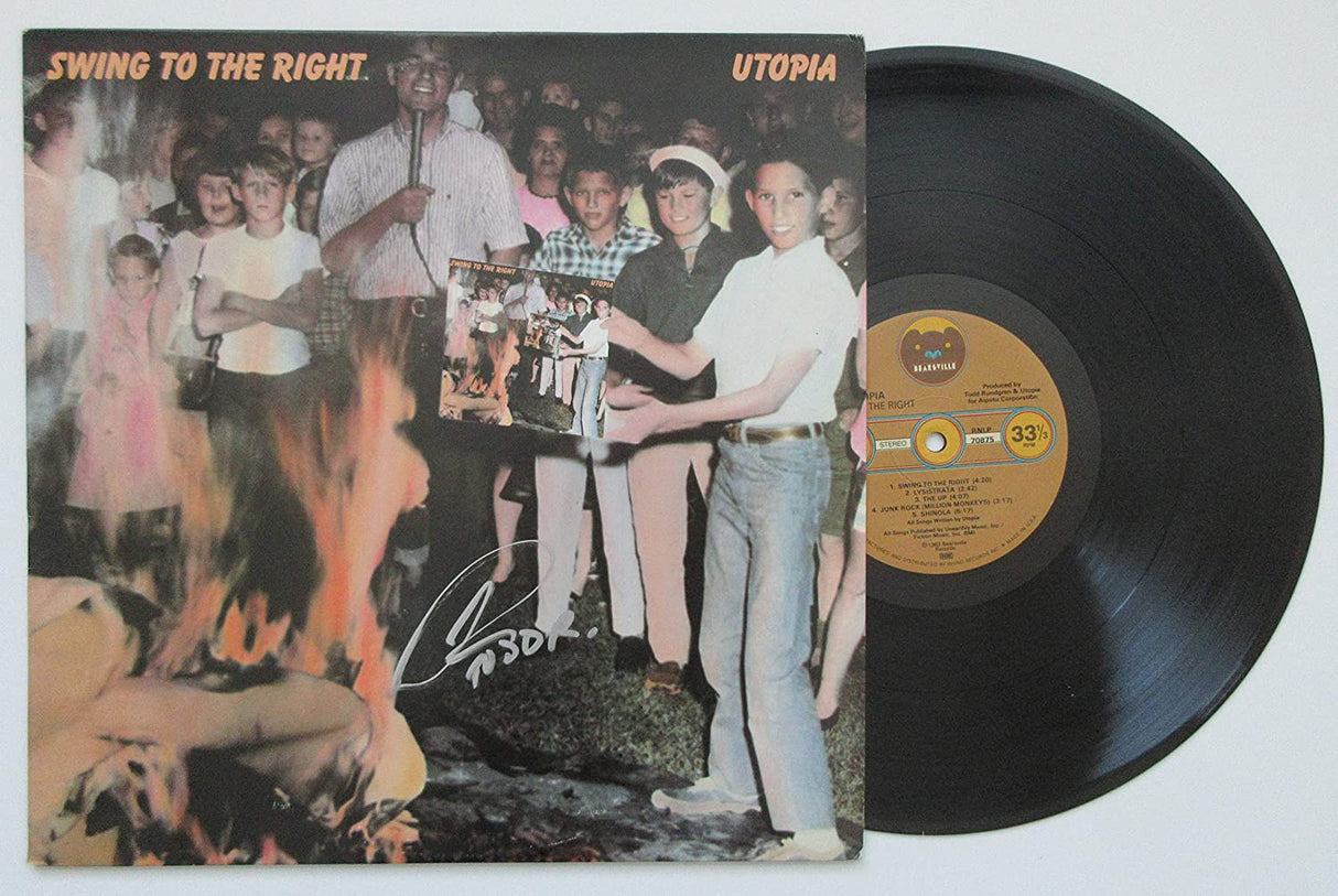 Todd Rundgren signed Utopia Swing to the Right album vinyl proof Beckett COA STAR