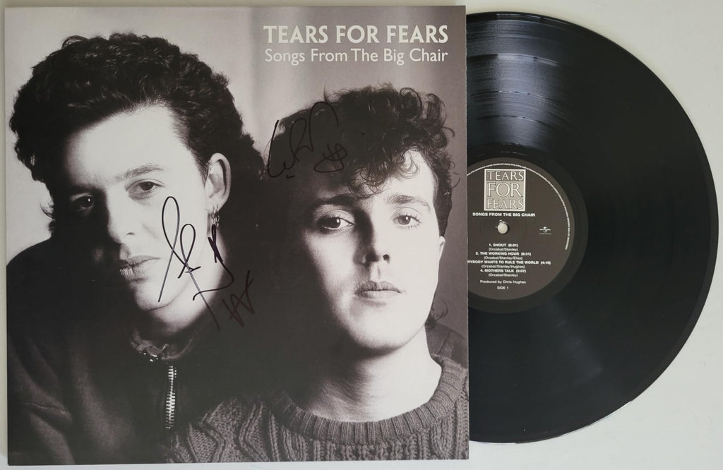 Smith & Orzabal signed Tears for Fear Songs from the Big Chair album COA proof vinyl STAR