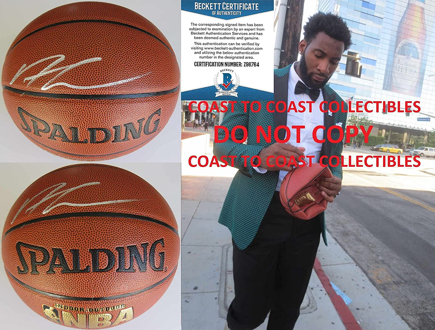 Andre Drummond Cleveland Cavaliers Pistons signed autographed basketball proof Beckett COA