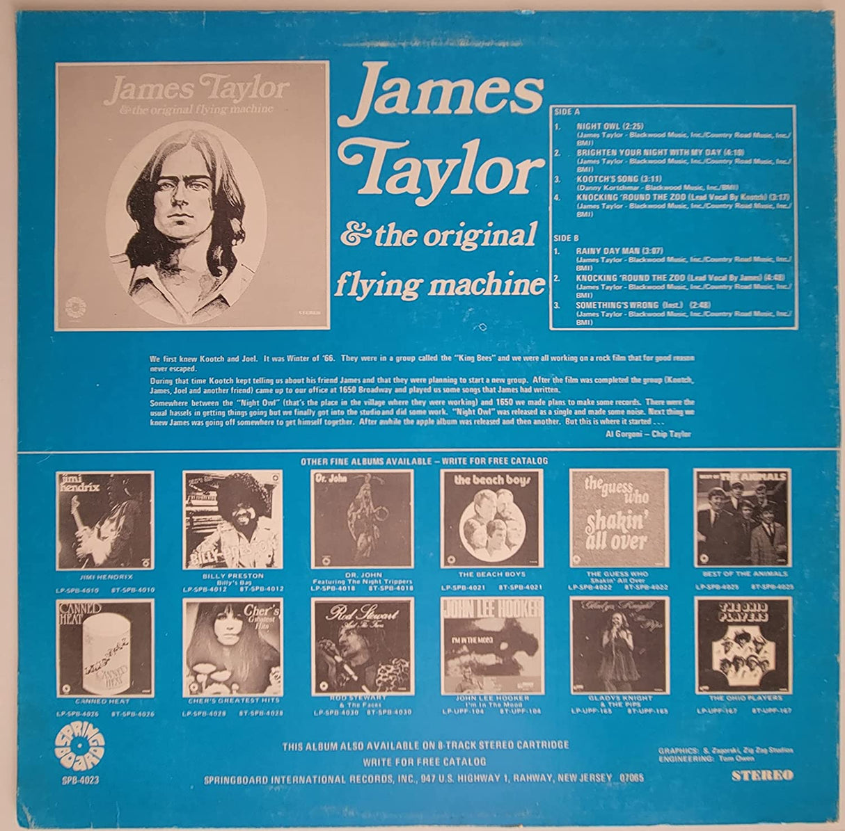 James Taylor signed autographed The Original Flying Machine album LP COA proof STAR