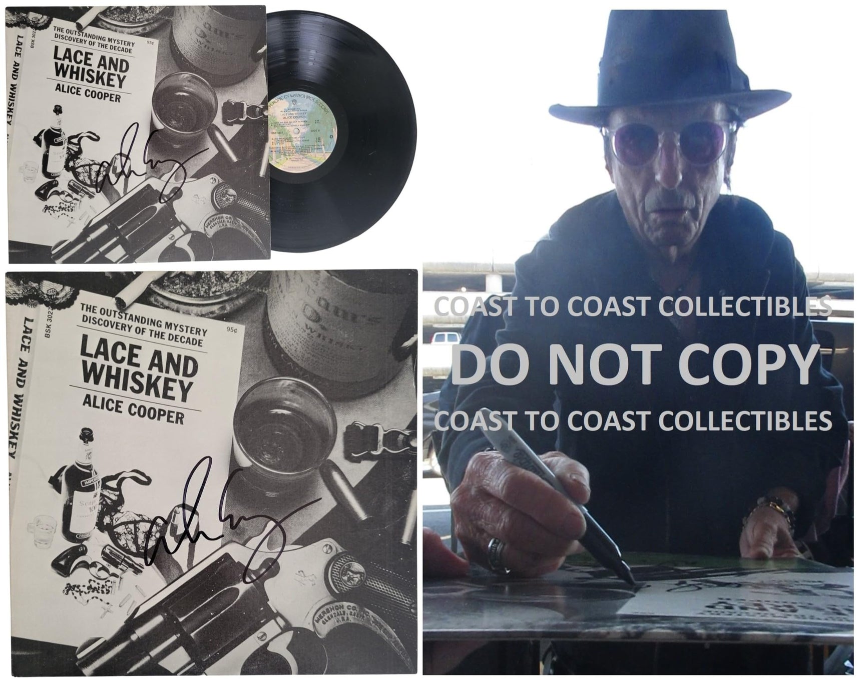 Alice Cooper signed Lace and Whiskey Album vinyl record Proof COA autographed STAR