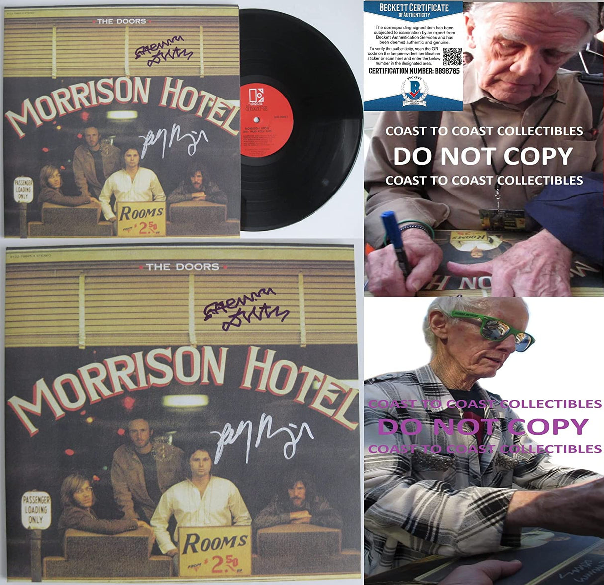 Robby Krieger Henry Diltz signed The Doors Morrison Hotel album, proof Beckett STAR