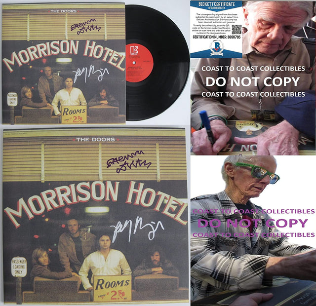 Robby Krieger Henry Diltz signed The Doors Morrison Hotel album, proof Beckett STAR