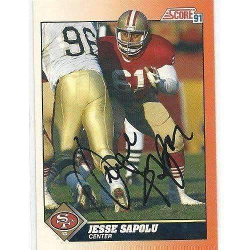 1991, Jesse Sapolu, San Francisco 49ers, Signed, Autographed, Score Football Card, Card # 434,