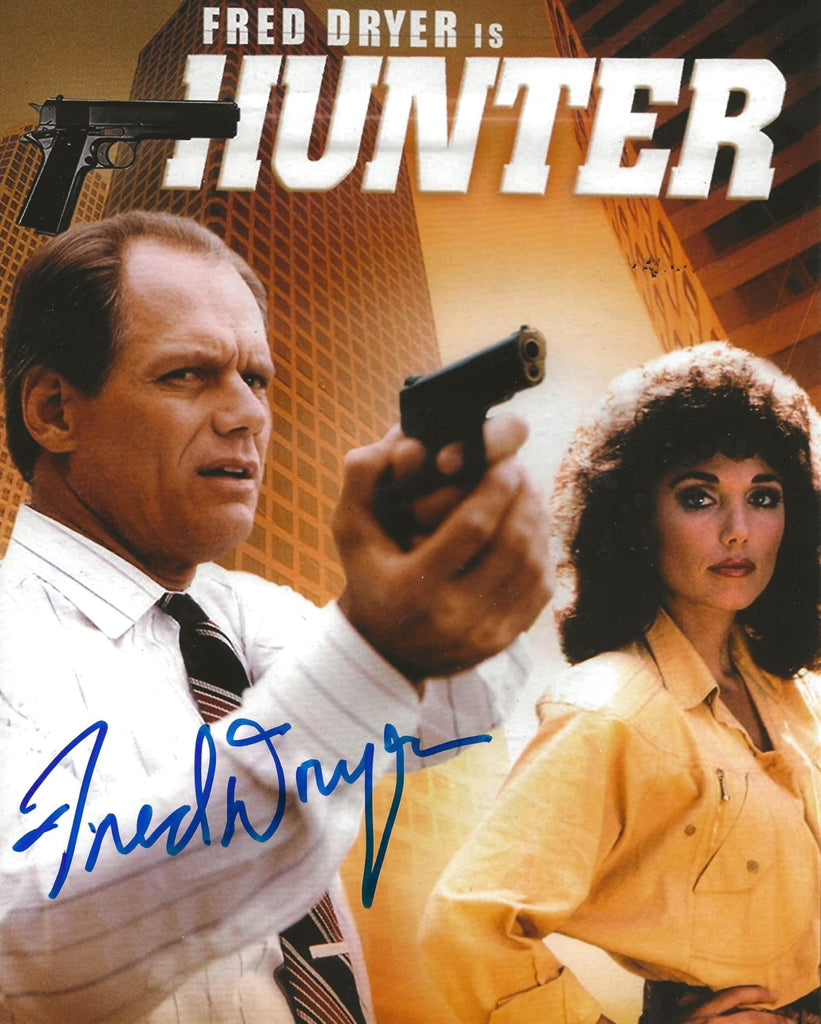 Fred Dryer Hunter signed Sgt Rick Hunter 8x10 photo Proof COA autographed.. STAR