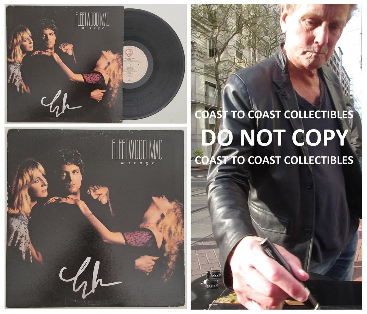 Lindsey Buckingham signed Fleetwood Mac Mirage album vinyl COA proof autographed STAR