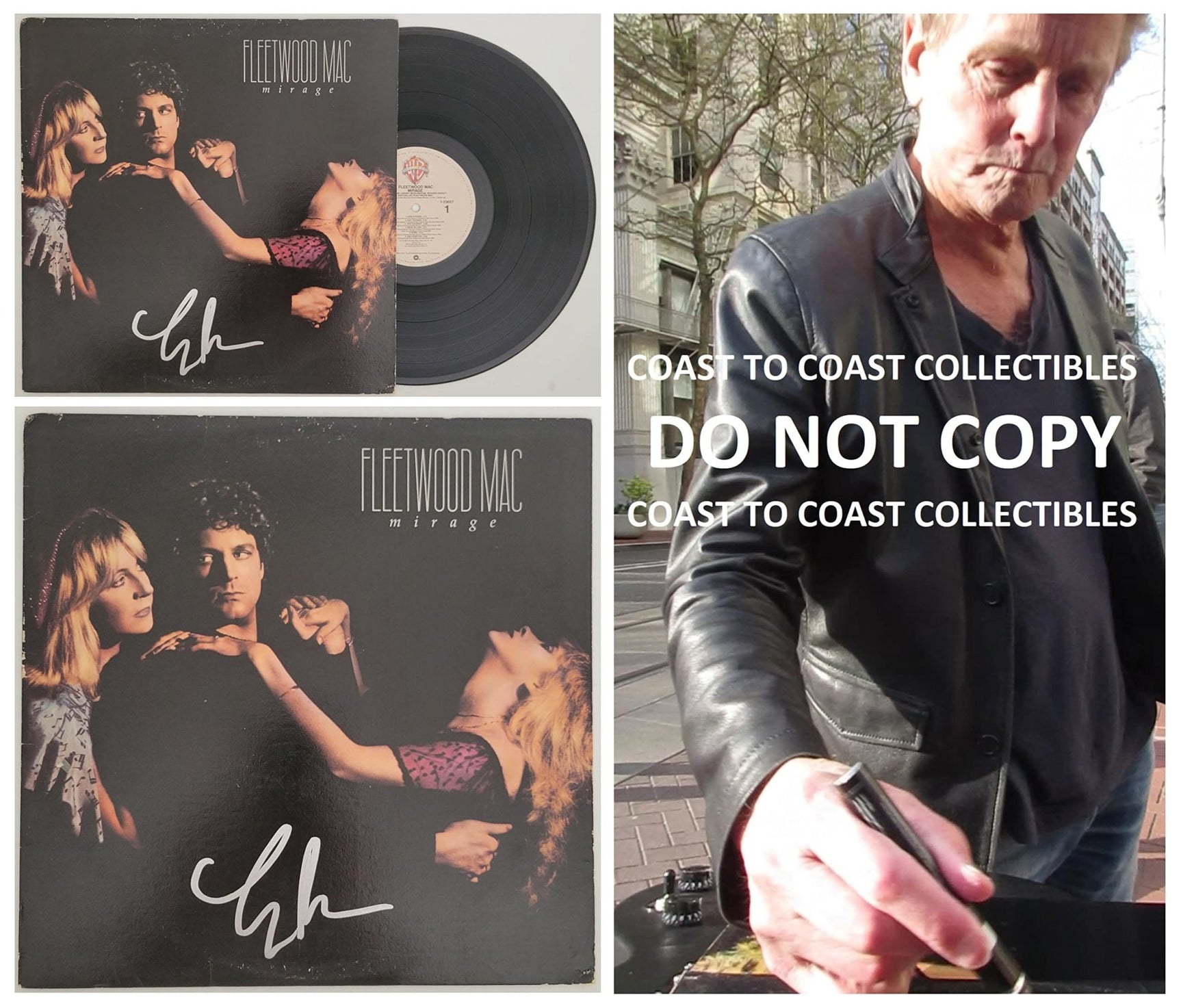 Lindsey Buckingham signed Fleetwood Mac Mirage album vinyl COA proof autographed STAR