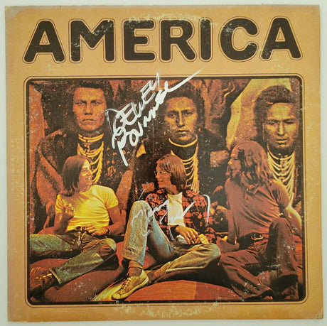 Dewey Bunnell Gerry Beckley signed America album vinyl record COA proof STAR