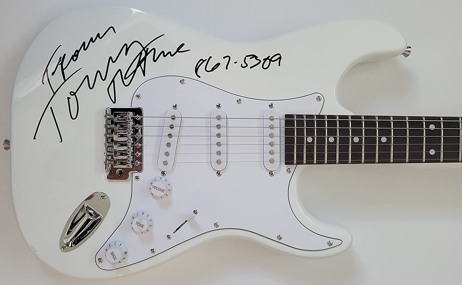 Tommy Tutone signed electric guitar COA 867-5309 Jenny exact proof, star autograph