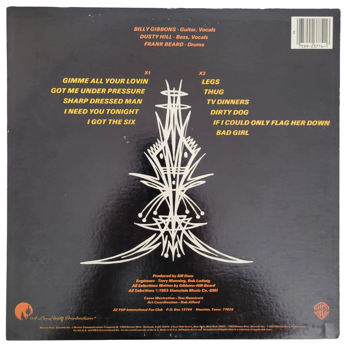 Billy Gibbons signed ZZ Top Eliminator album COA proof autographed vinyl record STAR