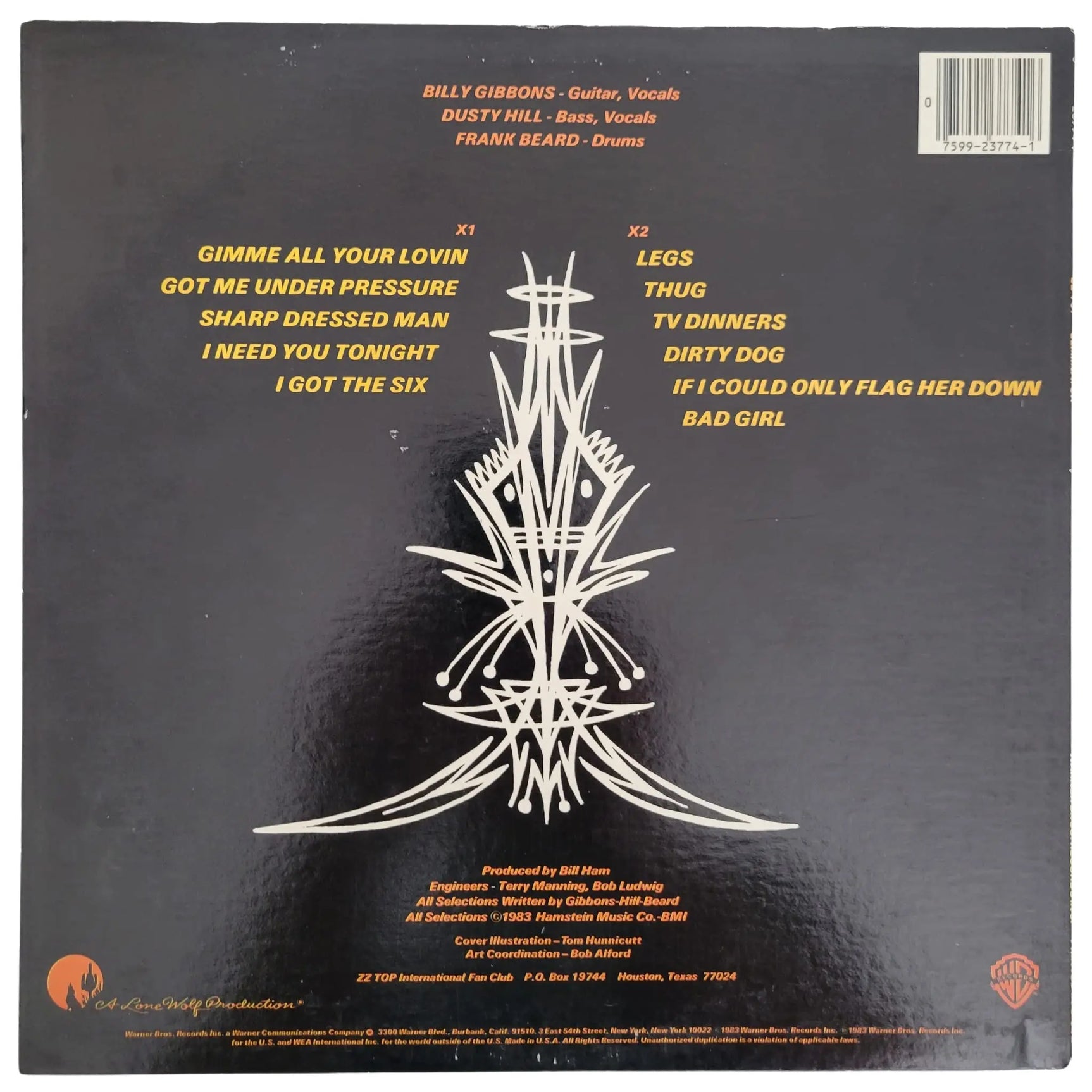 Billy Gibbons signed ZZ Top Eliminator album COA proof autographed vinyl record STAR