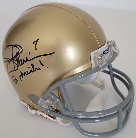 Joe Theisman signed Notre Dame mini football helmet autographed COA exact proof
