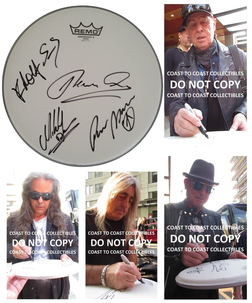 Scorpions band signed 12'' Drumhead Klaus Meine Rudolf Schenker COA exact proof star