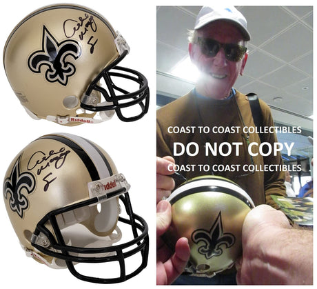 Archie Manning signed New Orleans Saints mini football helmet proof autographed