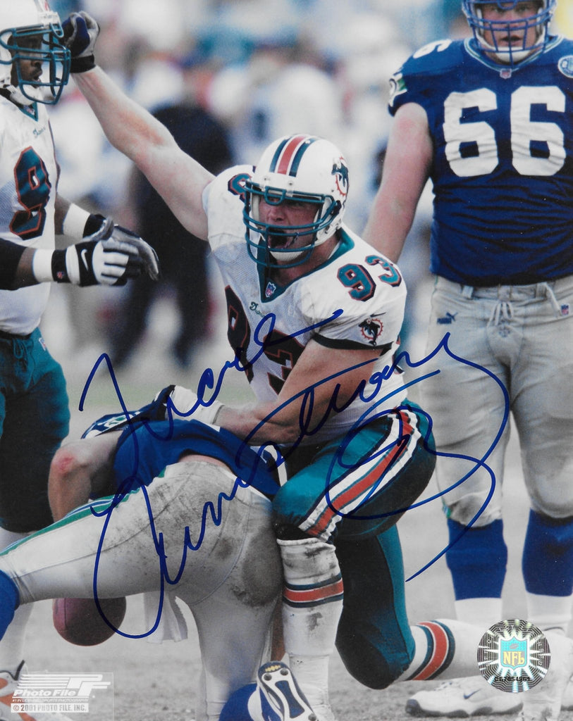Trace Armstrong signed Miami Dolphins football 8x10 photo COA autographed