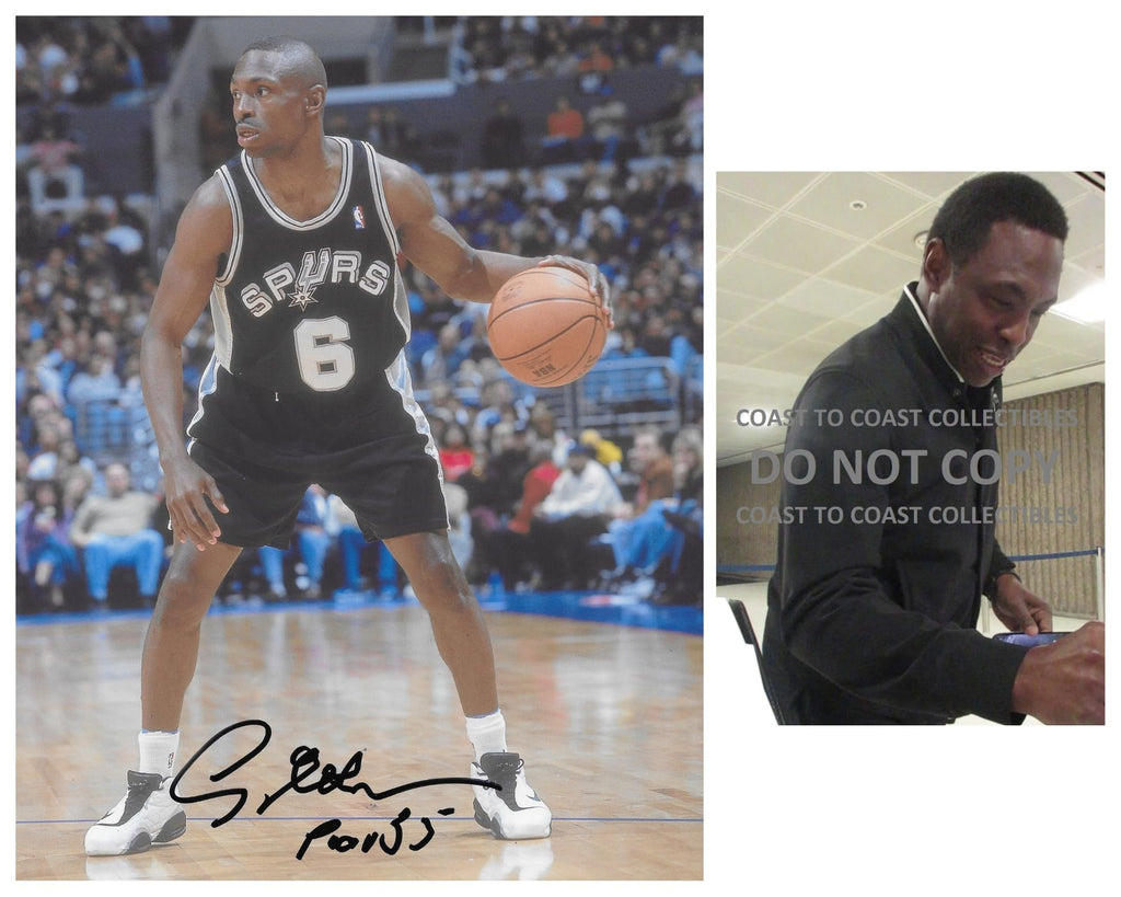 Avery Johnson signed San Antonio Spurs basketball 8x10 photo COA proof autographed