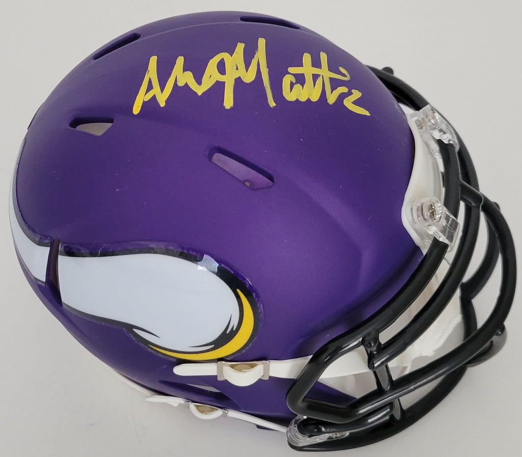 Alexander Mattison signed Minnesota Vikings mini football helmet proof COA autographed.