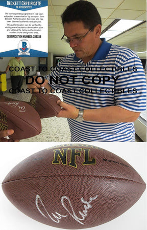 Ron Rivera Washington Panthers Bears signed NFL football proof Beckett COA autographed